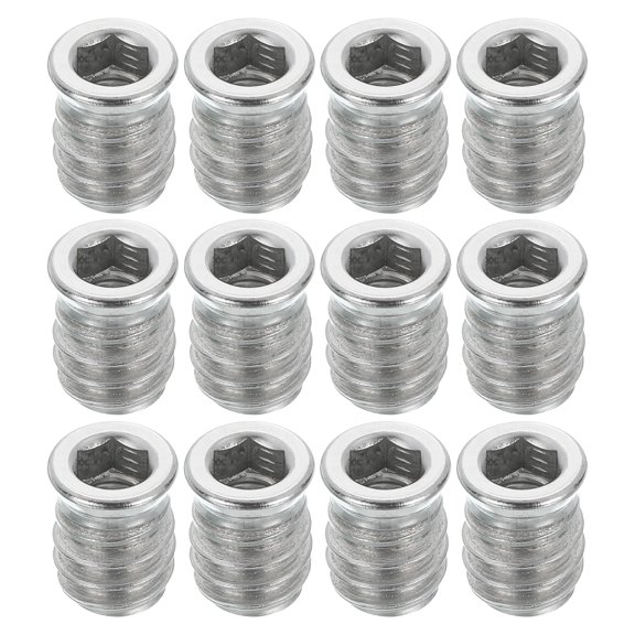 12Pcs Threaded Inserts Nuts, M6x15mm Hex Socket Drive Nut Inserts for Wood