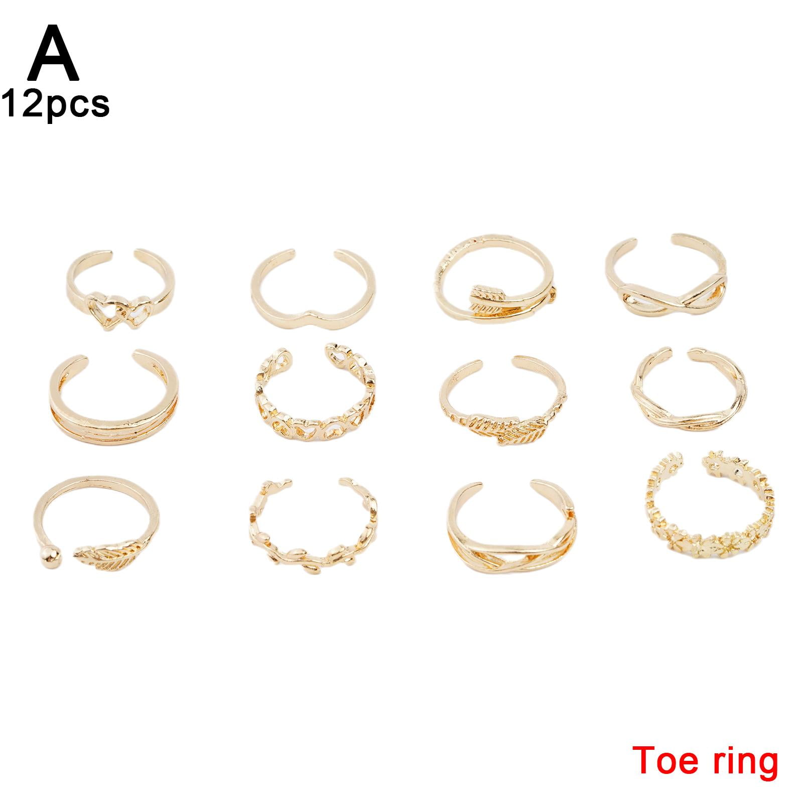 Mikovivi 2pcs Gold Toe Rings, Flower Style Copper Adjustable Open Band