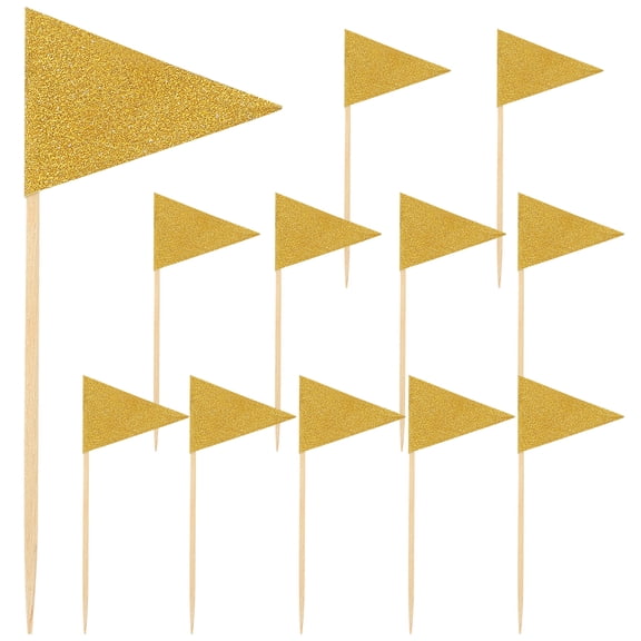 ifundom Golden Paper Toothpicks for Cake, Party Appetizer and Fruit Picks, 12Pcs