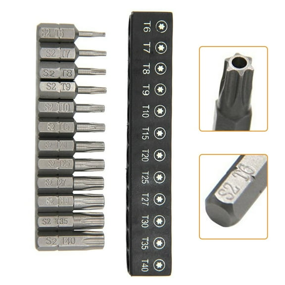12Pcs Torx Screwdriver Bits Set T6-T40 25Mm 1/4 Inch Hex Shank for Woodworking