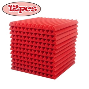 12Pcs Trapezoidal Bass Trap Sponge Foam, High Density Sound Absorbing Panel for Studio KTV Home Theater Noise Reduction,Red