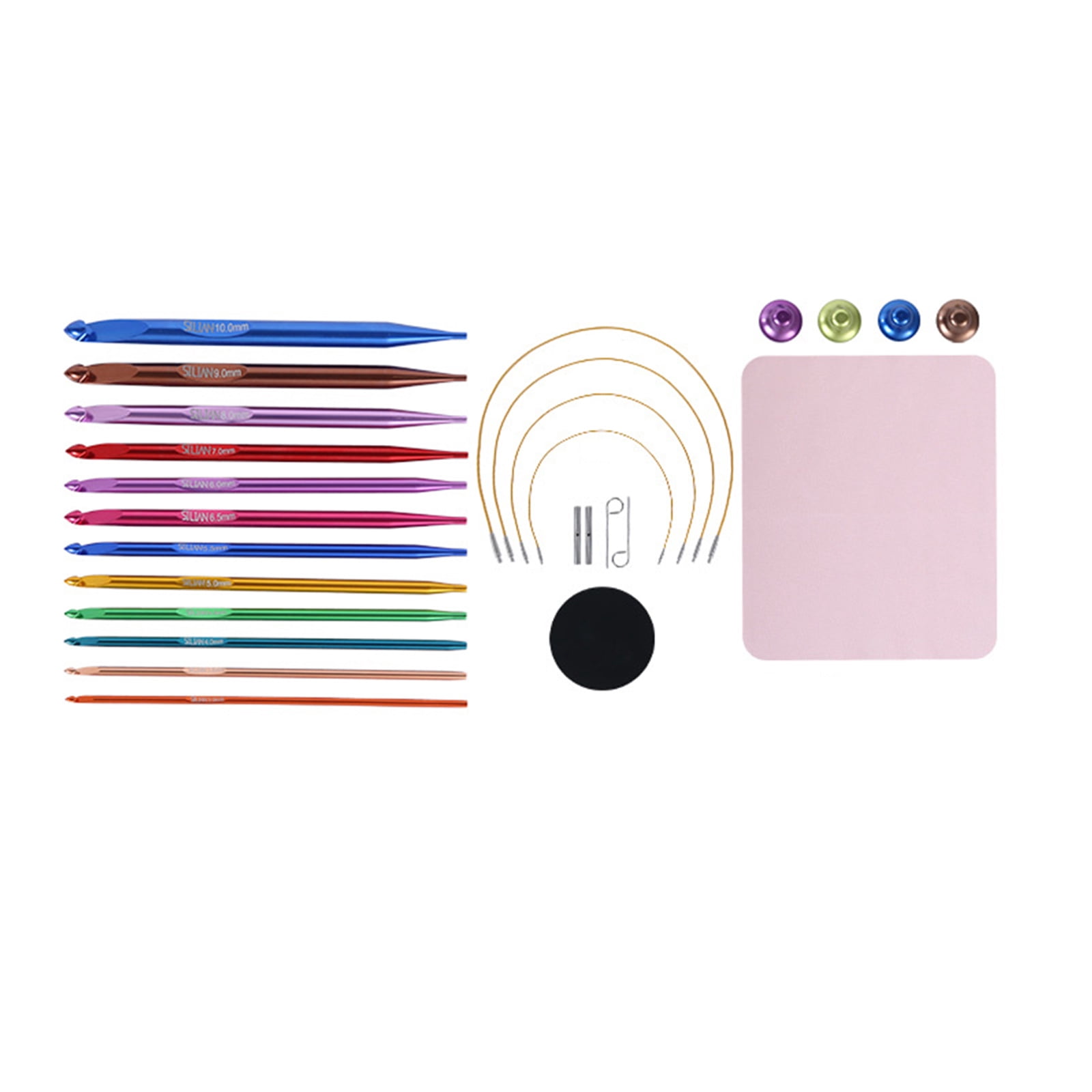 12Pcs Tunisian Crochet Hook with Cable Tunisian Afghan Knitting Hook Needle 3.0mm-10mm Interchangeable Crochet Hook Set