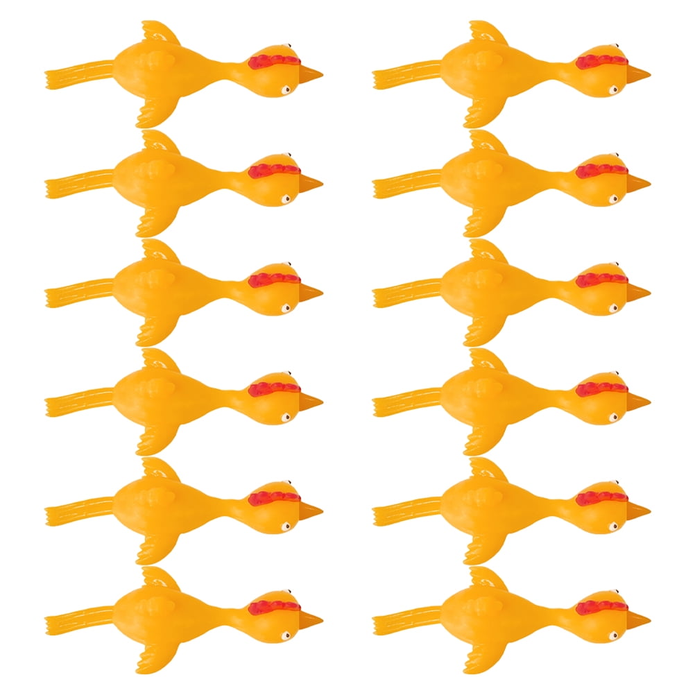 12Pcs Turkey Slingshot Toy TPR Funny Flying Chicken Prank Prop Prank