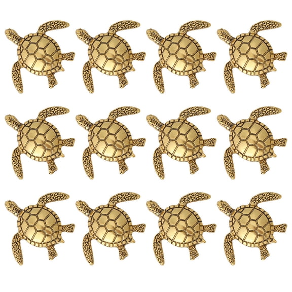 12Pcs Turtle Alloy Lapel Pinks for Backpack Clothes Golden 38x44mm for DIY