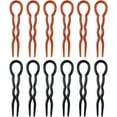 thumbnail image 1 of 12Pcs U Shaped Hair Pins Plastic Hair Style Grip Pins Wavy Hair Braid Twist Styling Clip Pin for Women Girls, 1 of 5