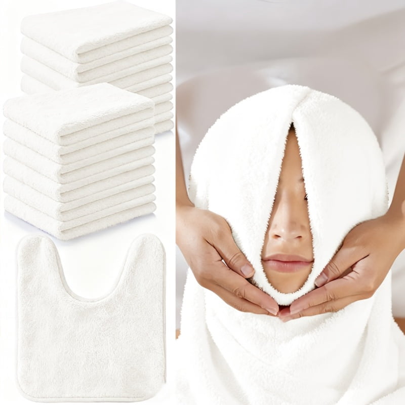 12Pcs U Shaped Spa Facial Towels Set, Soft Microfiber Face Wrap Towels with Split, Absorbent Spa Towels for Salon Facial Care Steam Treatment Massage