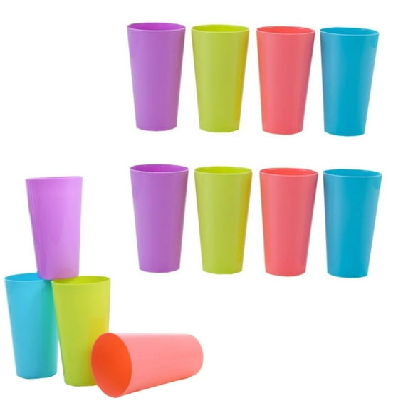 12Pcs Unbreakable Drinking Glasses,5.7x3.2x2.4In Multi-Color Reusable Safe Water Glasses,Plastic Water Cups for Christmas,Thanksgiving(500ml/17.5oz)