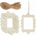 thumbnail image 1 of 12Pcs Unfinished Wood Picture Frames Hanging Photo Frames with Rope Small 2 x 3 Inch Embossed Hollow Blank Photography Accessories Sets, 1 of 4