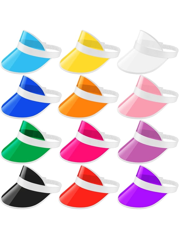 12Pcs Unisex Plastic Sun Visors Hats Clear UV Protection Cap for Men Women Sports Outdoor Golf Activities