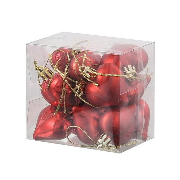 12Pcs Valentine Heart Decorations Set, Mini Shatterproof Heart Shaped Plastic Shatterproof Hanging Balls Holiday Party Decor.