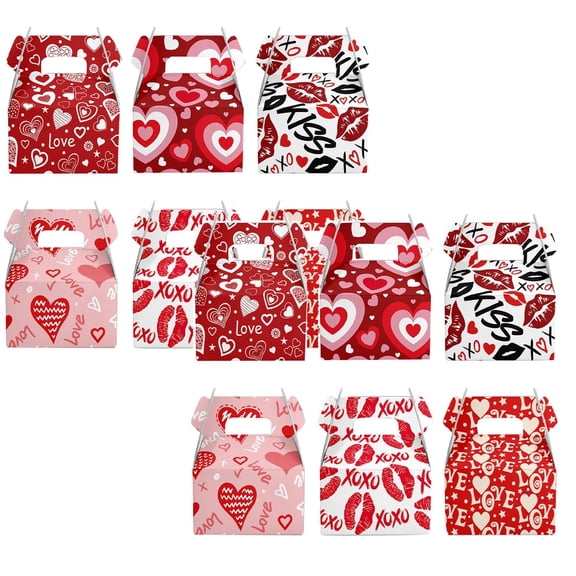 12Pcs Valentine'S Day Boxes Valentine'S Day Heart Shape Patterns Boxes Supplies For Party Event & Party Valentines Day Decorations