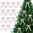 thumbnail image 1 of 12Pcs Velvet Bows Christmas Tree Decorations, 5.12 x 10.24 Inch Wreath Bows Rustic Crafts Gift Ribbon Bow for Home Garland Decorations Birthday Party Wedding Holiday Decor Pink, 1 of 4