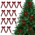 thumbnail image 1 of 12Pcs Velvet Bows Christmas Tree Decorations, 5.12 x 10.24 Inch Wreath Bows Rustic Crafts Gift Ribbon Bow for Home Garland Decorations Birthday Party Wedding Holiday Decor Burgundy, 1 of 5