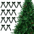 thumbnail image 1 of 12Pcs Velvet Bows Christmas Tree Decorations, 5.12 x 10.24 Inch Wreath Bows Rustic Crafts Gift Ribbon Bow for Home Garland Decorations Birthday Party Wedding Holiday Decor Dark Greem, 1 of 4