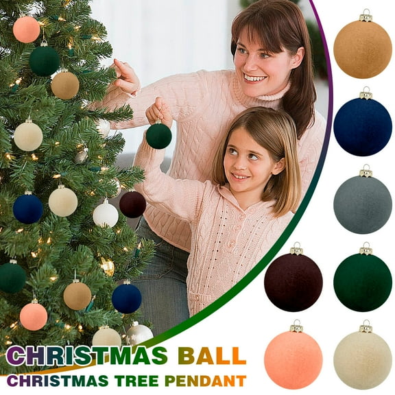 12Pcs Velvet Christmas Balls Christmas Tree Decorations, Solid Color Velvet Christmas Ornaments Balls, Flocked Christmas Velvet Ornaments for Christmas Tree Decoration