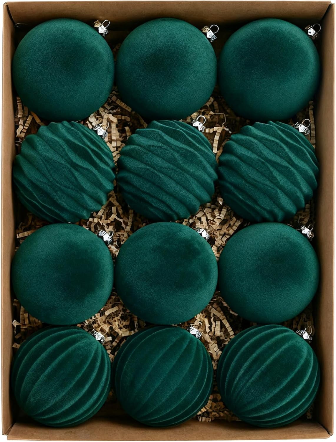 12Pcs Velvet Christmas Tree Ornaments, 2.4'' Burgundy Christmas ...