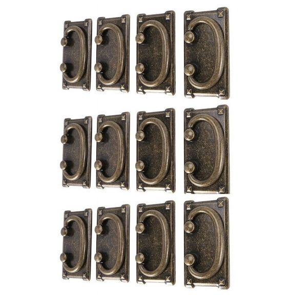 12Pcs Vintage Antique Bronze Drawer Ring Pull Handles, Cabinet Door Furniture Handle Decoration