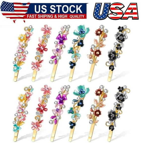 12Pcs Vintage Flower Hair Pins Women Barrette Bobby Pins Decorative Metal Gold