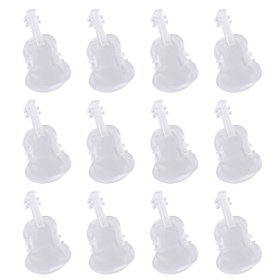 12Pcs Violin Shaped Candy Box Clear Plastic Container Party Treat Box For Sweets Chocolate Jewelry Craft Organization