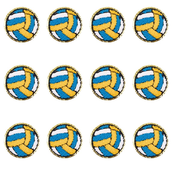 12Pcs Volleyball Patch Iron On Sports Patches Sew On Volleyball Embroidered Appliques Hot Melt Adhesive Cloth Appliques