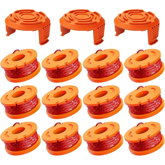 12Pcs WA0010 Weed Eater Line and 3 Cap, 10 ft/0.065 inch Trimmer String Refills Parts, Worx Compatible