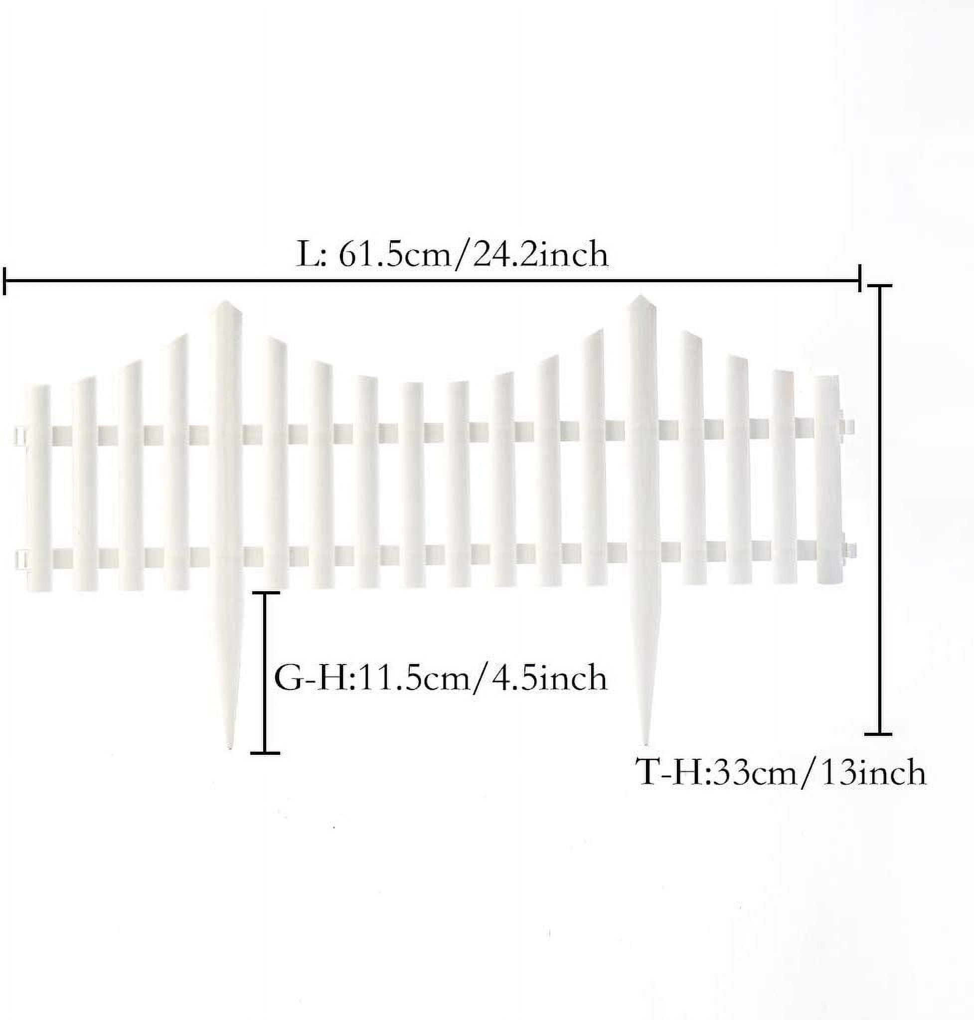 12Pcs White Plastic Picket Garden Fence Sections, 