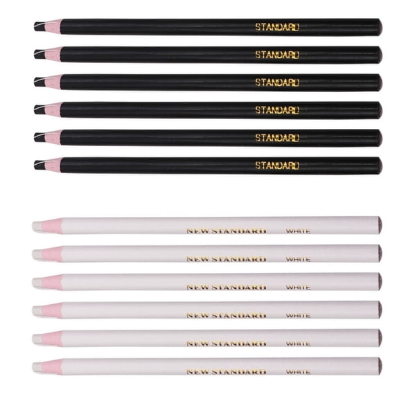 12Pcs White and Black Pull String Crayons Water-Soluble Sewing Marking Pencil