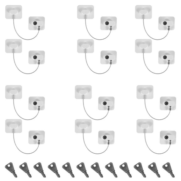12Pcs Window Restrictor Sturdy Door Restrictor Lock Window Safety Lock Enduring Childproof Security Lock with Key Baby Window Lock Cable Stop Children Falling for Home Window Drawer