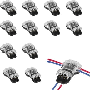 12Pcs Wire Connectors 2 Pin 3 Way, Low Voltage T Tap Connectors for 18-22 AWG, No Stripping Solderless Electrical Connector, Quick Splice Terminals Connector for LED Strip Audio Vehicles