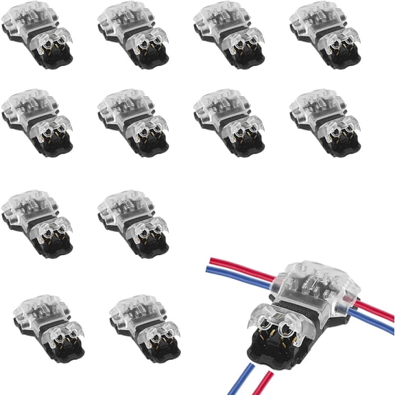 12Pcs Wire Connectors 2 Pin 3 Way, Low Voltage T Tap Connectors for 18-22 AWG, No Stripping Solderless Electrical Connector, Quick Splice Terminals Connector for LED Strip Audio Vehicles