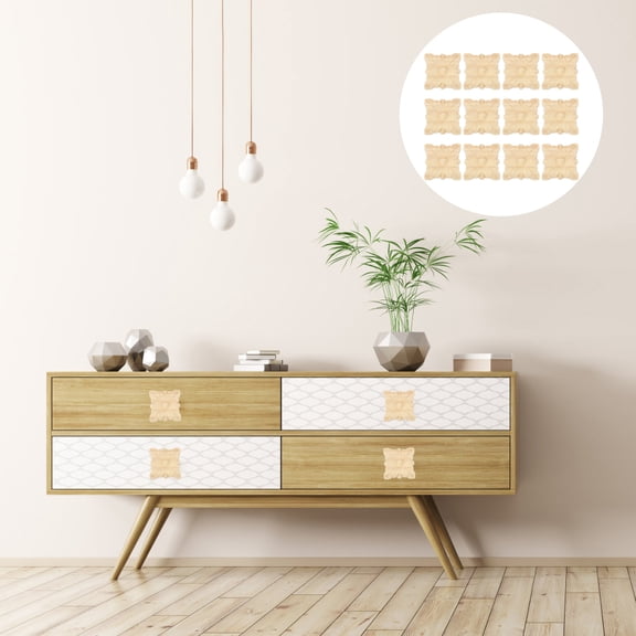 SEWCHICS Diy Furniture Decoration Carved Onlay Applique Khaki Wood 12Pcs