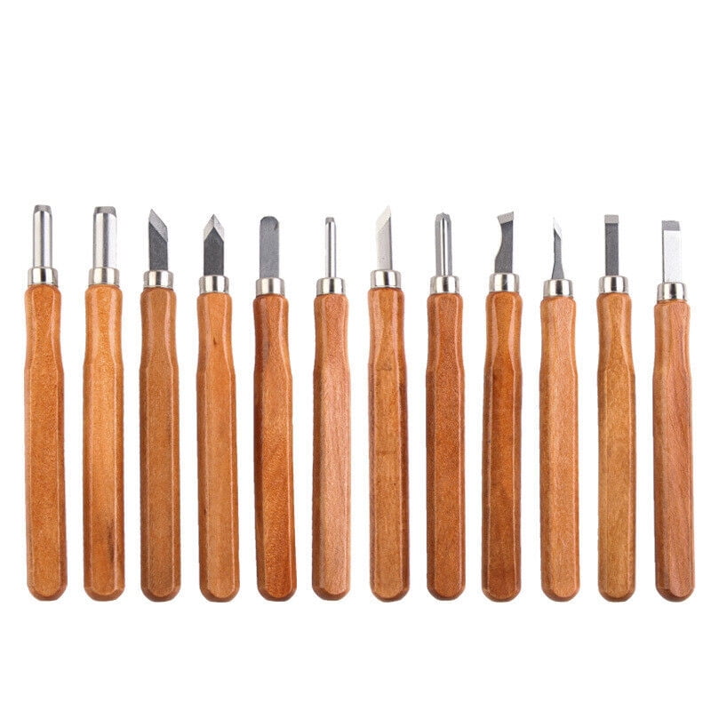 12Pcs Wood Carving Hand Chisel Tool Set Professional Woodworking Gouges ...