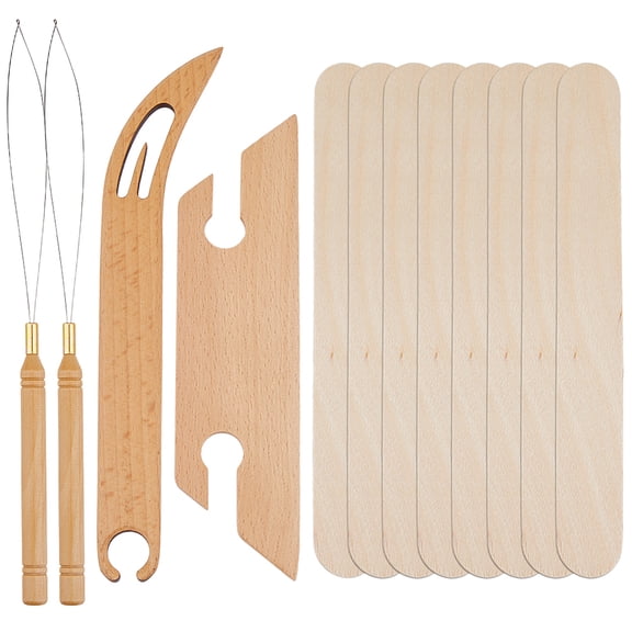 12Pcs Wood Loom Weaving Shuttle Kit Wooden Knitting Looms Shuttles Set Beveled Inkle Weaving Shuttle for Weaving Lovers Beginners Knitted Crafts DIY