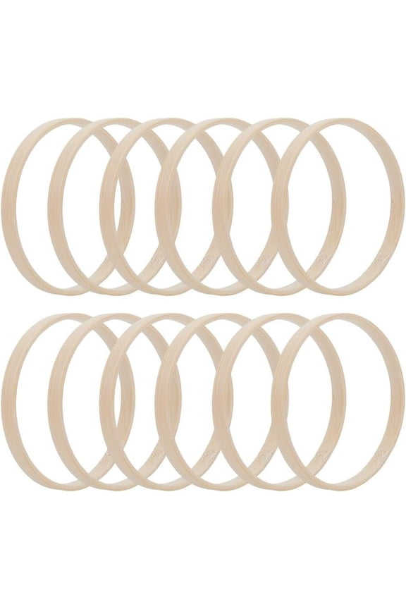 12Pcs Wood Macrame Hoop 10Cm/3.94Inch Natural Bamboo Circles Wreath Hoops Craft Rings Wooden Bamboo Dreamcatcher Floral Rings