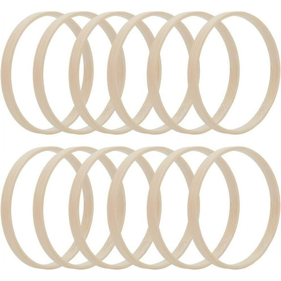 12Pcs Wood Macrame Hoop 10Cm/3.94Inch Natural Bamboo Circles Wreath Hoops Craft Rings Wooden Bamboo Dreamcatcher Floral Rings