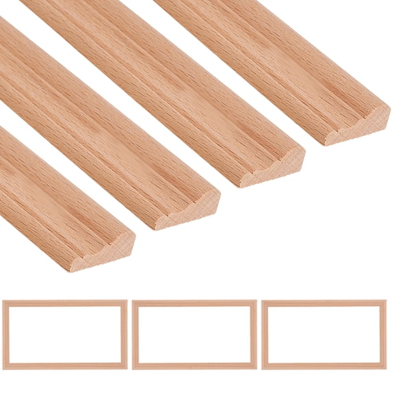 12Pcs Wood Wall Molding Trim 3D Decorative Wood Trim 15.75in Timber Edging Molding Trim for Living Room Bedroom Wall Table Cabinet Home Decoration