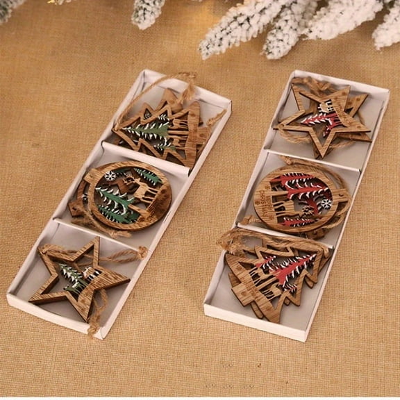 12Pcs Wooden Christmas Ornaments, Hollow Hanging Craft Decorations, 2025Christmas Tree Decorations, Rustic Christmas Ornaments, Farmhouse Christmas Ornaments, Perfect For Holiday Decorations