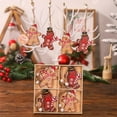thumbnail image 1 of 12Pcs Wooden Gingerbread Man Christmas Tree Ornaments - 2.56 Inch Hand-Painted Tree Decorations for Home, 1 of 9