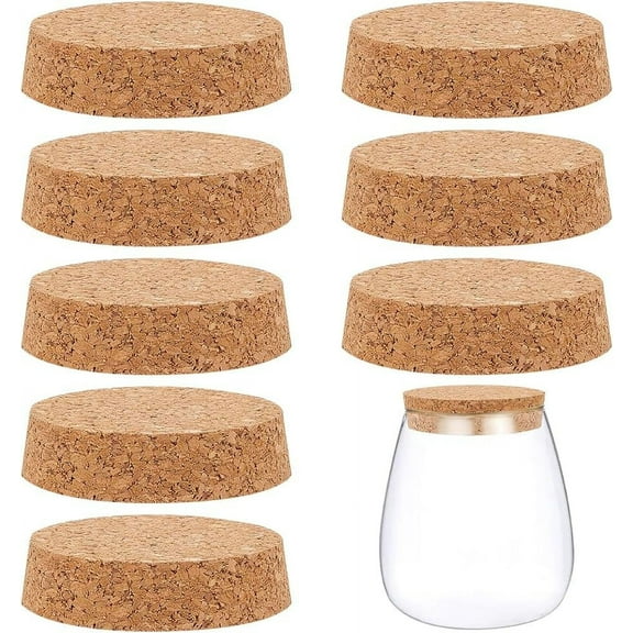 12Pcs Wooden Tapered Cork Plugs BurlyWood Soft Wood Corks for Wine Beer Bottle Crafts 2.4inch in Diameter 15mm Thick for DIY Sandy Brown