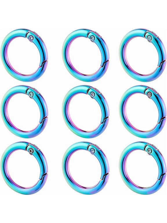 12Pcs Zinc Alloy Ring Spring Gate Rings O Rings Rainbow Color 27.5x4mm Inner Diameter: 19.5mm for Craft Accessories