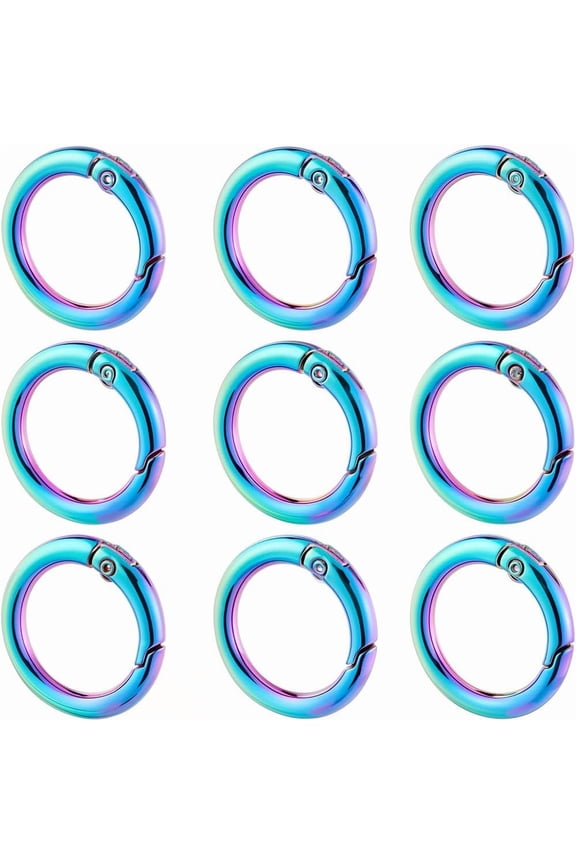 12Pcs Zinc Alloy Ring Spring Gate Rings O Rings Rainbow Color 27.5x4mm Inner Diameter: 19.5mm for Craft Accessories