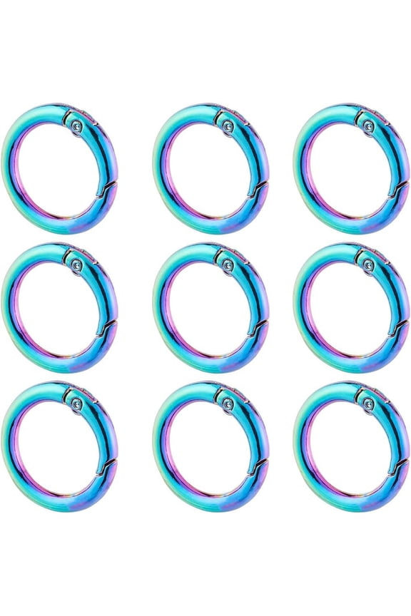 12Pcs Zinc Alloy Ring Spring Gate Rings O Rings Rainbow Color 27.5x4mm Inner Diameter: 19.5mm
