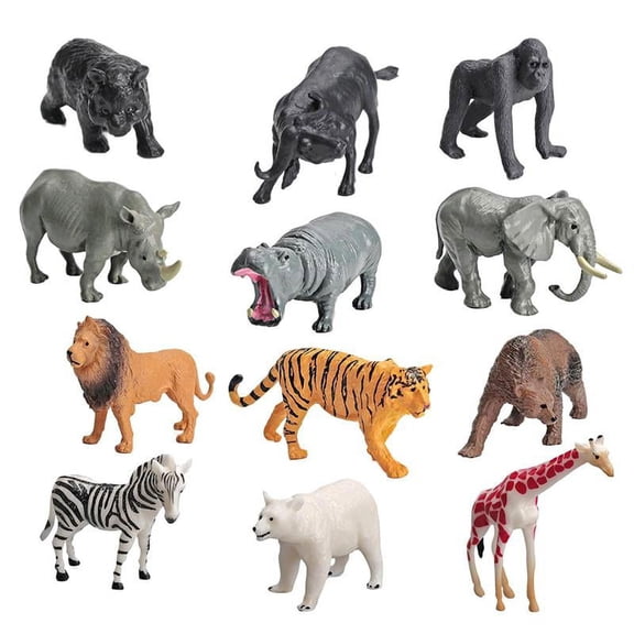 12Pcs Zoo Animals Model Learning Educational Animal Figurines Toys for Party Favors