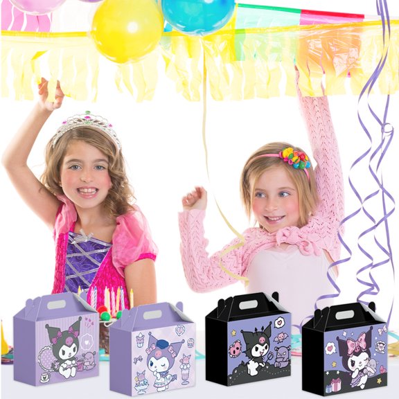 12Pcs cute Gift Box, Cute Party Favor Candy Boxes with Handles, for Boys and Girls Birthday Party Gift Giving & Decorations Supplies - 4 Styles