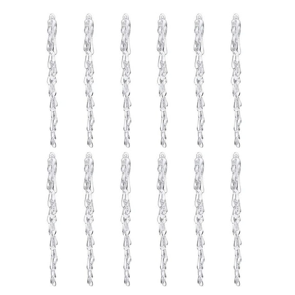 12Pcs icicles Ornament, Christmas Tree Ornaments Set, 13cm/5.11 Inch Acrylic Clear icicles Set Ornaments for Xmas Tree Decorations Wedding Party Winter Decoration
