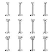 12Pcs/set 16G Push in Labret Lip Studs Rings Threadless Monroe Medusa Piercing Cubic Zirconia Conch Helix Cartilage Piercing Earrings