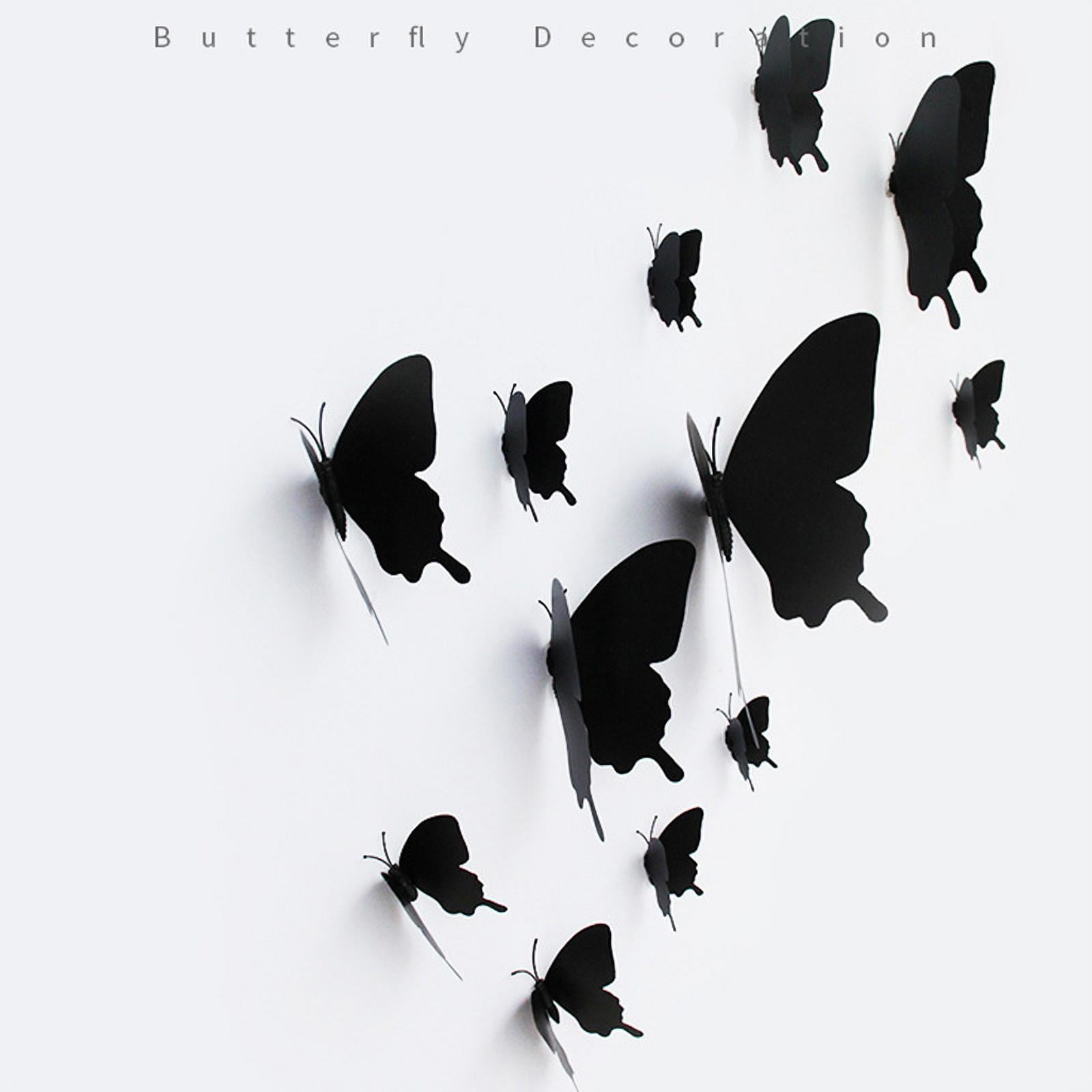 12Pcs/set 3D black Pteris Butterfly Wall Sticker Butterflies Magnet stick FfEWA