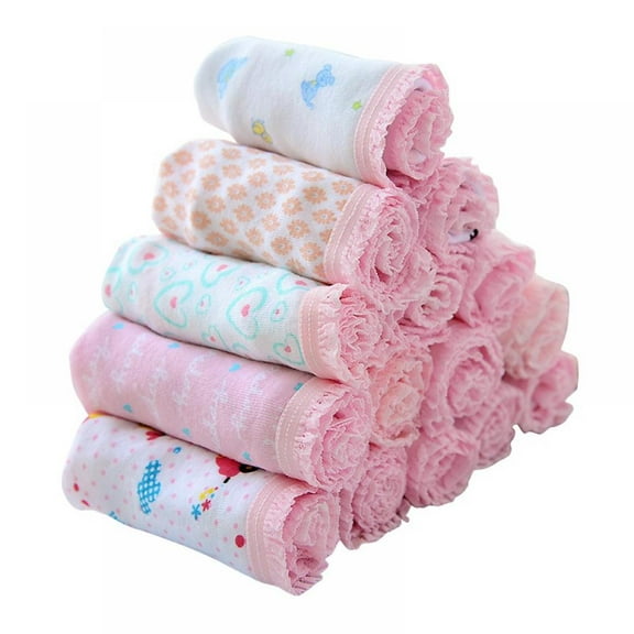 12Pcs/set Cotton Children Girl Underwear Briefs Cartoon Flower Animal Pattern Lace Panties