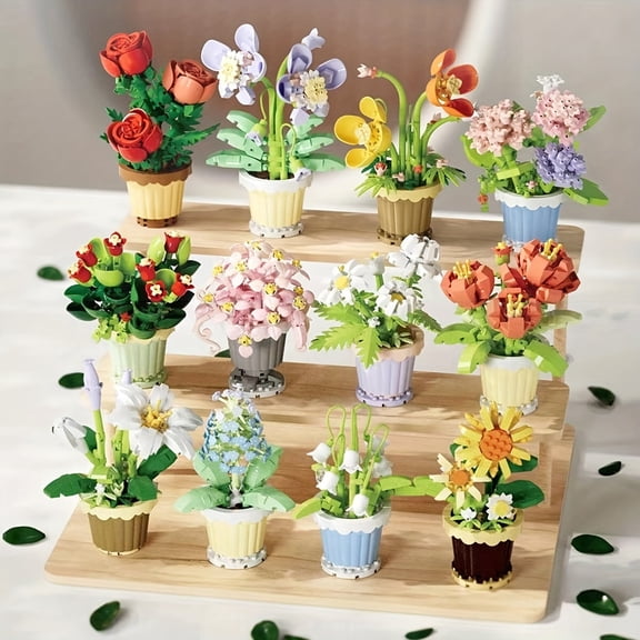 12Piece Flower Plant Building Set, Flower Advent Calendar, 12 Days Of Christmas Advent Calendar, Flower Advent Calendar 2025, Adult Building Block Toys, Home Decoration, Birthday Gift For Women Girls