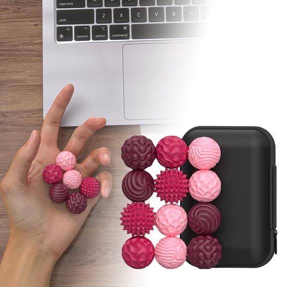 12Piece Massage Hand & Stress with Carrying Textured for Muscle Trigger Point Release and Hand Exercise